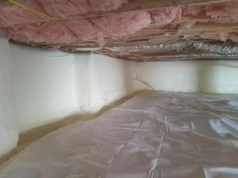 Crawl space encapsulation with closed-cell spray foam for Metal Roof Coating in Chelsea